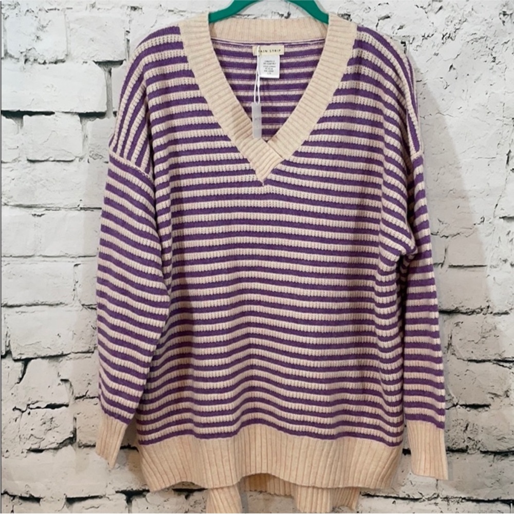 Nwt Main Strip stripe purple sweater
